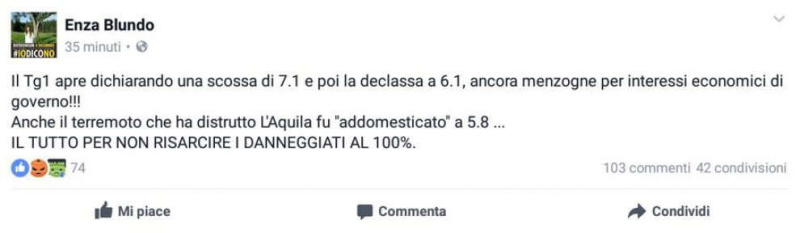 Enza Blundo E Le Cazzate Sul Terremoto